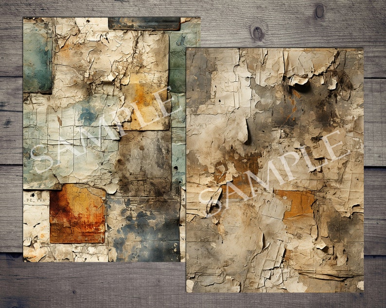 Distressed Scrapbooking Papers, Digital Papers, Junk Journal Kit, Printable Papers, Ephemera, Collage Sheets, Card Making, Grunge Textures image 4