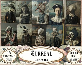 Surreal ATC Cards: Printable Collage Ephemera (Digital Download)