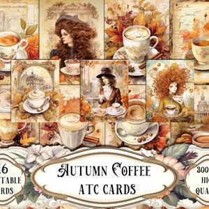 Coffee ATC Cards: Autumn Junk Journal Ephemera (Digital Download)