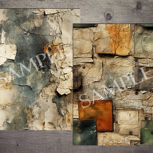 Distressed Scrapbooking Papers, Digital Papers, Junk Journal Kit, Printable Papers, Ephemera, Collage Sheets, Card Making, Grunge Textures image 5