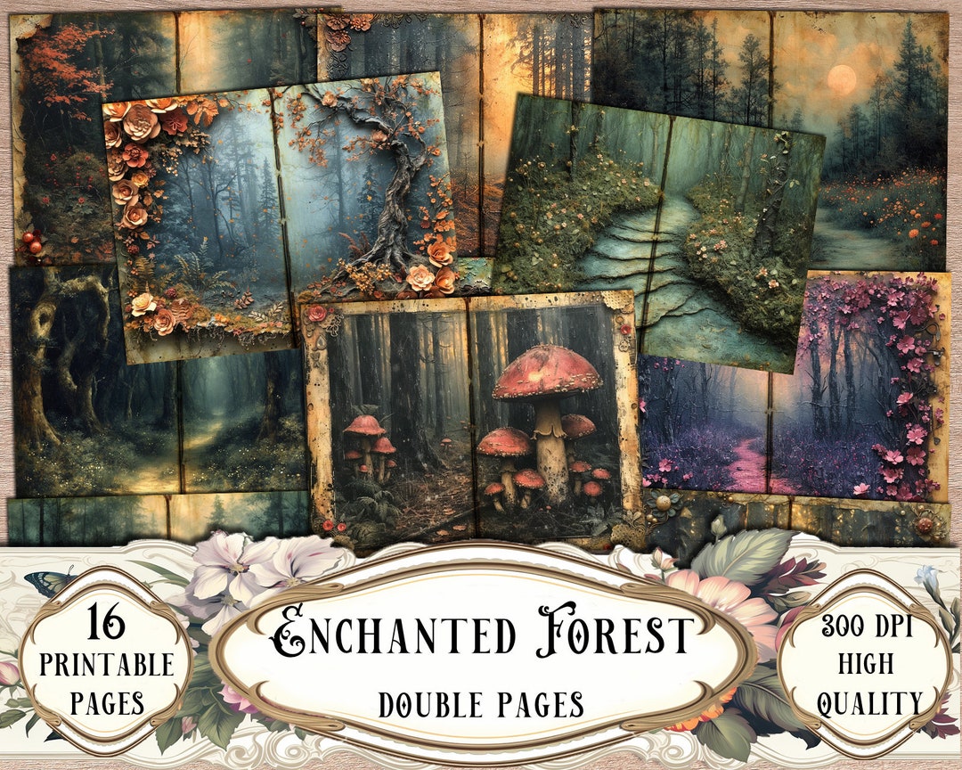 Enchanted Forest Junk Journal Kit: Printable Double Pages (digital ...