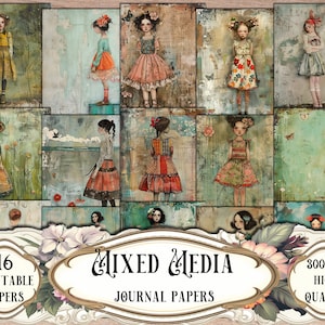 Mixed Media Journal Papers: Printable Scrapbook Kit (Digital Download)