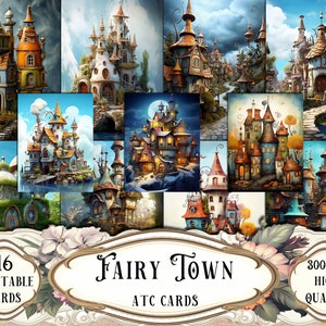 Tarjetas ATC de Fairy Town: Kit imprimible para diario basura (descarga digital)