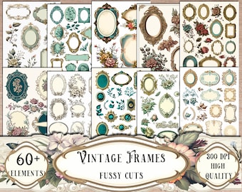 Vintage Frames Fussy Cuts: Printable Junk Journal Ephemera (Digital Download)