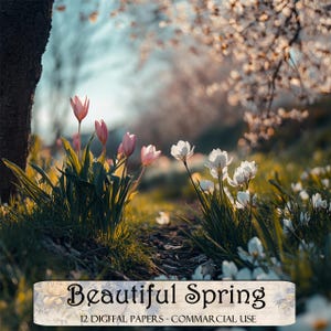 Bellissimi fogli di giornale primaverili, fogli digitali, fogli stampabili, kit per diario spazzatura, scrapbooking, forniture per album di ritagli, forniture per diario spazzatura