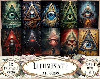 Illuminati Printable ATC Cards, Junk Journal Kit, Scrapbooking, Scrapbook Supplies, Card Making, Ephemera, Collage Sheets, Paper Craft