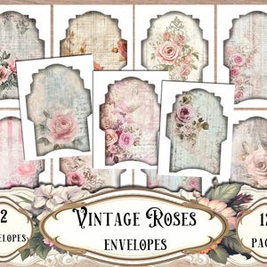 Pink Lace Printable Envelopes: Junk Journal Ephemera (Digital Download, 12 Pages)