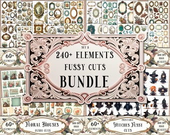240+ Fussy Cuts Ephemera: Junk Journal Collage Sheets (Digital Stickers)