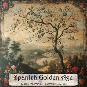Papéis de diário da Era de Ouro Espanhola, Papéis digitais, Papéis imprimíveis, Kit de diário de lixo, Scrapbooking, Suprimentos para scrapbook, Suprimentos para diário
