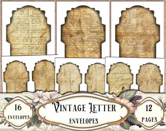 Vintage Letter Envelopes: Printable Junk Journal Supplies (Digital Envelopes)