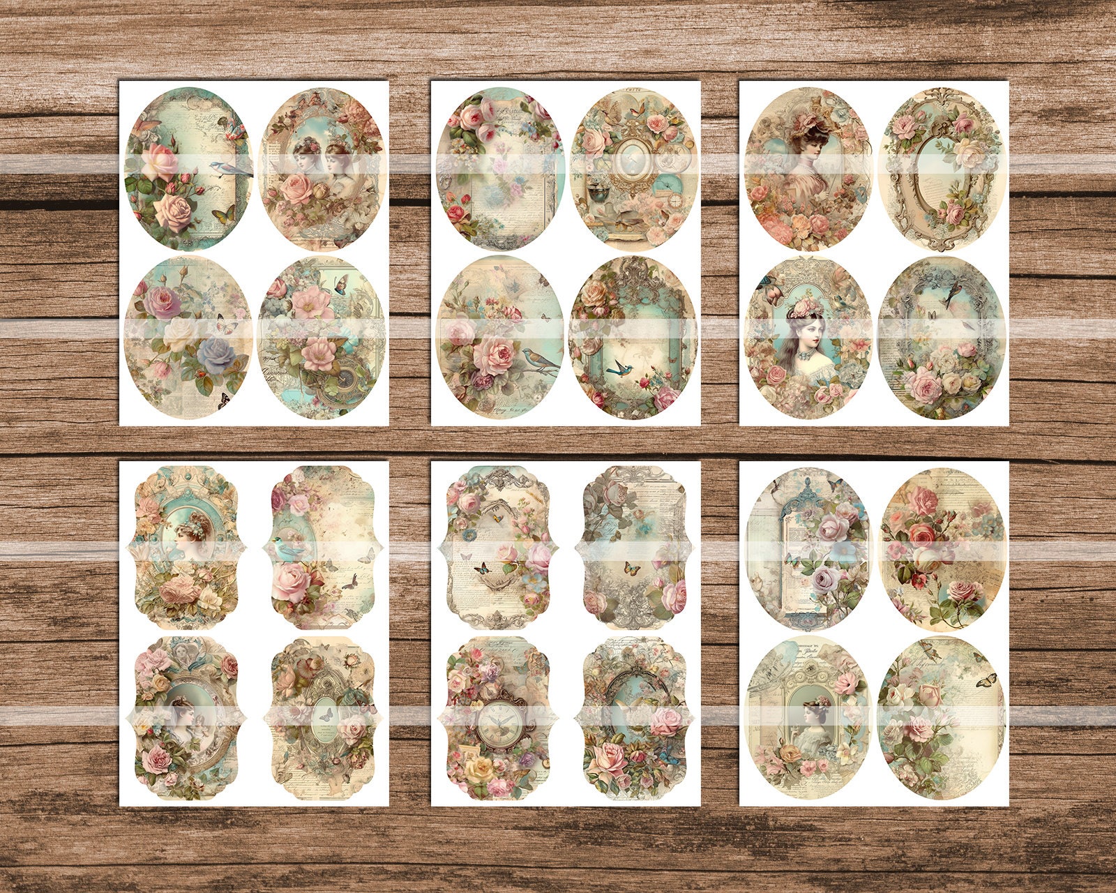Shabby Chic Ephemera Pack: Junk Journal Collage Sheets (print and Cut ...