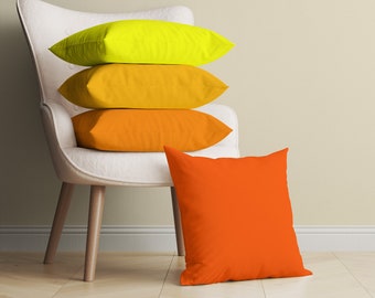 Solid Yellow and Orange Throw Pillow Covers, Double-Sided Colorful Decorative Pillows, Orange Home Decor, Bright Colorful Pillowcase
