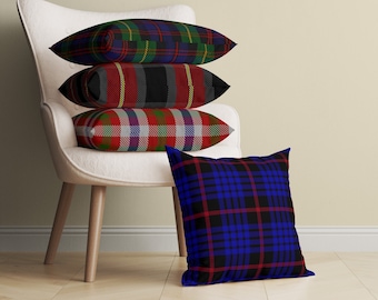 Geometric Throw Pillow Covers with Scottish Tartan Design, Traditional Decorative Pillow for Farmhouse, Chequered Plaid Pillowcase