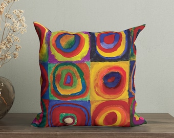 Abstracte, kleurrijke, geometrische kussenhoes, eclectisch decoratief kussen, levendig Kandinsky sierkussen, eclectische decoratie