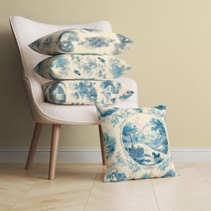 Landhaus-Kissenbezug, Bauernhaus-Chic-Kissenbezug mit Toile Print, Vintage-Victorian-Kissenbezug, dekorativer Kissenbezug, 4 Styles