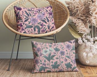 Schickes viktorianisches Blumen-Lendenkissen mit Einsatz inklusive, Vintage rosa und mintgrünes Kissen mit Blumen, schickes dekoratives Dekokissen