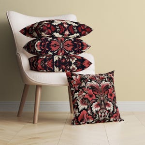 William Morris Red Damask Pillow Cover, 4 Styles, Vintage Tapestry Cushion, Botanical Pillow Case, Housewarming Gift, Floral Cushion Cover