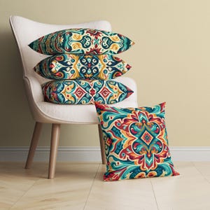 Colorful Abstract Geometric Pillow Cover, Vibrant Eclectic Throw Pillow, Large Modern Decorative Cushion, Artistic Decor, 14 16 18 20 24 26