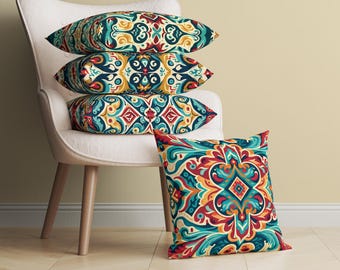 Colorful Abstract Geometric Pillow Cover, Vibrant Eclectic Throw Pillow, Large Modern Decorative Cushion, Artistic Decor, 14 16 18 20 24 26