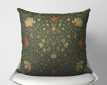 Botanical William Morris Cushion Cover, Vintage Forest Pillow Case, Cozy Cottage Decor, Cottagecore Tapestry Print Throw Pillow x Farmhouse