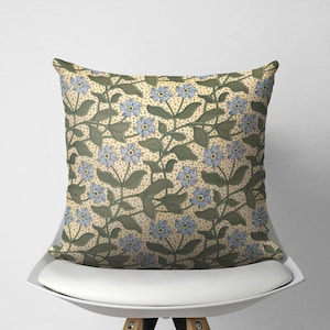 William Morris Style Throw Pillow, Arts & Crafts Floral Cushion, Blue Green Beige Sofa Accent Pillow Cover Decor, Vintage Pillow Case