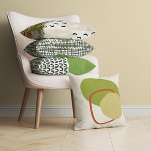 Modern Abstract Pillow Cover, Beige Green Geometric Throw Pillow Case, Decorative Cushion Cover, Minimalist Designer Decorative Pillow
