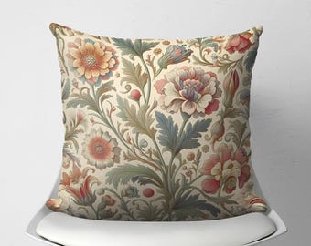 Floral William Morris Cushion Cover, Botanical Pillow Cover, Cozy Cottage Pillow, Cottagecore Pillow Case, Housewarming Gift, Tapestry