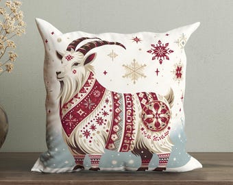 Yule Goat Pillow Cover, Nordic Christmas Decor, Yule Decor, Yule Gift, Yule Decorations, Whimsical Festive Cushion, Decorative Pillow Case