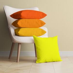 Solid Yellow and Orange Throw Pillow Cover, 4 Colorways, Double-Sided Colorful Decorative Pillow, Orange Home Decor, Vibrant Pillowcase
