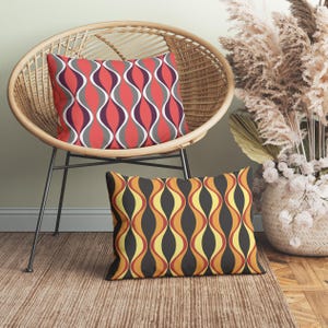Vibrant Mid Century Lumbar Pillow, Insert Included, Retro Geometric Scatter Cushion, Colorful Lumbar Throw Pillow Set, Bedroom & Living Room