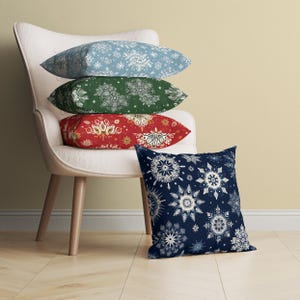 Snowflake Pillow Cover, Winter Pillow Case, Snow Cushion Cover, Christmas Throw Pillow, Blue Christmas Pillow, Winter Accent Pillow for Sofa