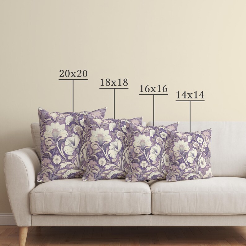 Lilac Floral William Morris Cushion Cover, Vintage Pillow Cover, Lavender Decorative Pillow, Chic Farmhouse Decor, Purple Home Accent image 9