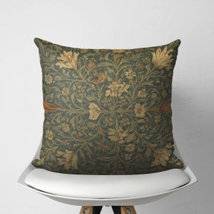 Botanical William Morris Cushion Cover, Vintage Forest Pillow Case, Cozy Cottage Decor, Cottagecore Tapestry Print Throw Pillow x Farmhouse