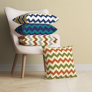 Vibrant Geometric Zigzag Throw Pillow Cover, 5 Colorways, Colorful and Eclectic Scatter Cushion for Modern and Contemporary Home Decor