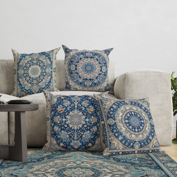Rustic Bohemian Blue Throw Pillow Rustic Bohemian Blue Throw Pillow