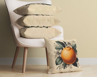 Citrus Fruits Cushion Cover, Botanical Grapefruit Throw Pillow, 3 Styles, Vintage Decorative Pillow, Retro Farmhouse Decor, Gift for Grandma