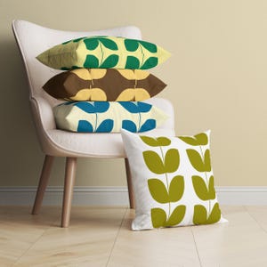 Mid Century Scandinavian Style Linear Stem Cushion Cover, 7 Styles, Geometric Throw Pillow Cover, Minimalist Accent Pillow, Leaf Cushion