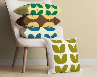Mid Century Scandinavian Style Linear Stem Cushion Cover, 7 Styles, Geometric Throw Pillow Cover, Minimalist Accent Pillow, Leaf Cushion