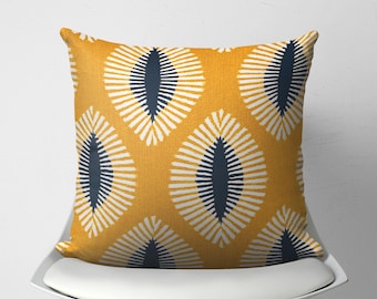 Gele kussensloop, oker modern tribal geometrisch kussen, boho etnisch accentkussen, boho Afrikaanse kussensloop voor woonkamer