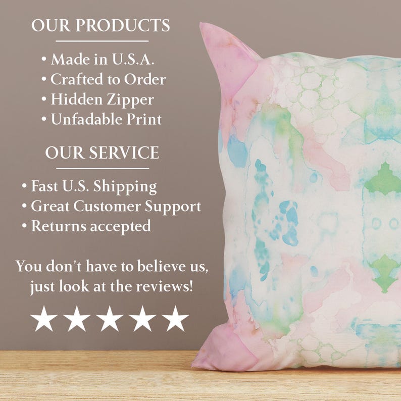 Pink Green Blue Mirrored Art Throw Pillow, Pastel Watercolor Decorative Pillow, College Girl Dorm Decor, Modern Abstract Art Cushion Cover image 2