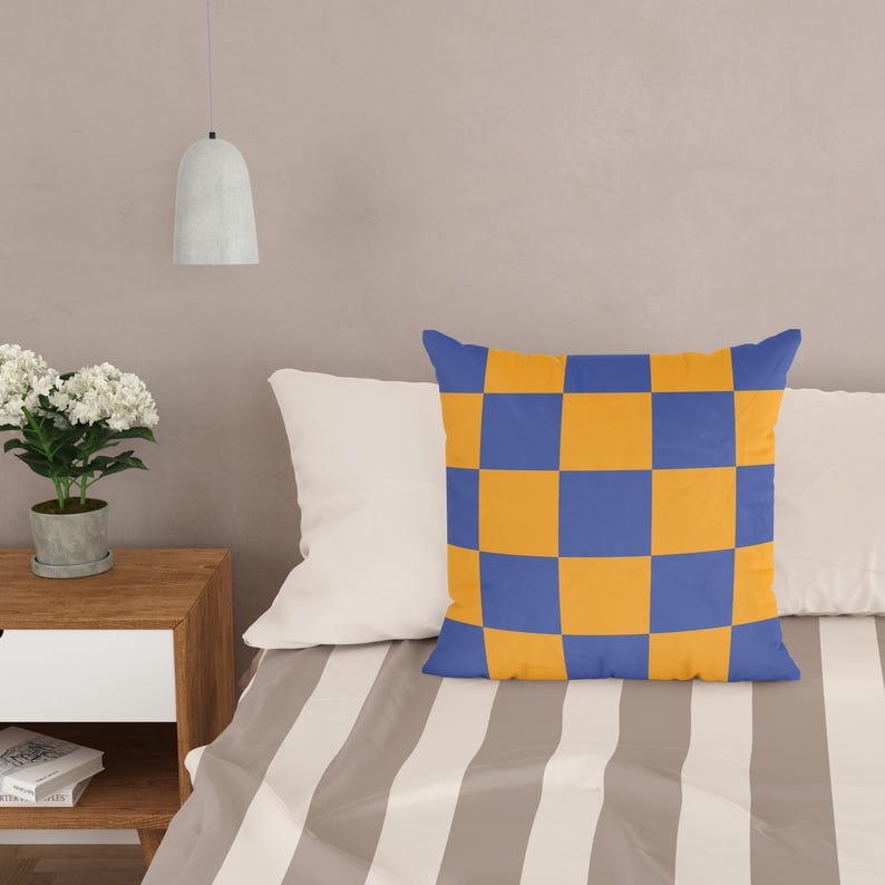 Vibrant Check Pillow Cover, 12 Colorways, Modern Check Throw Pillow, Checkered Pillow, Pop Check Cushion, Checkerboard Pattern Cushion Cover image 7