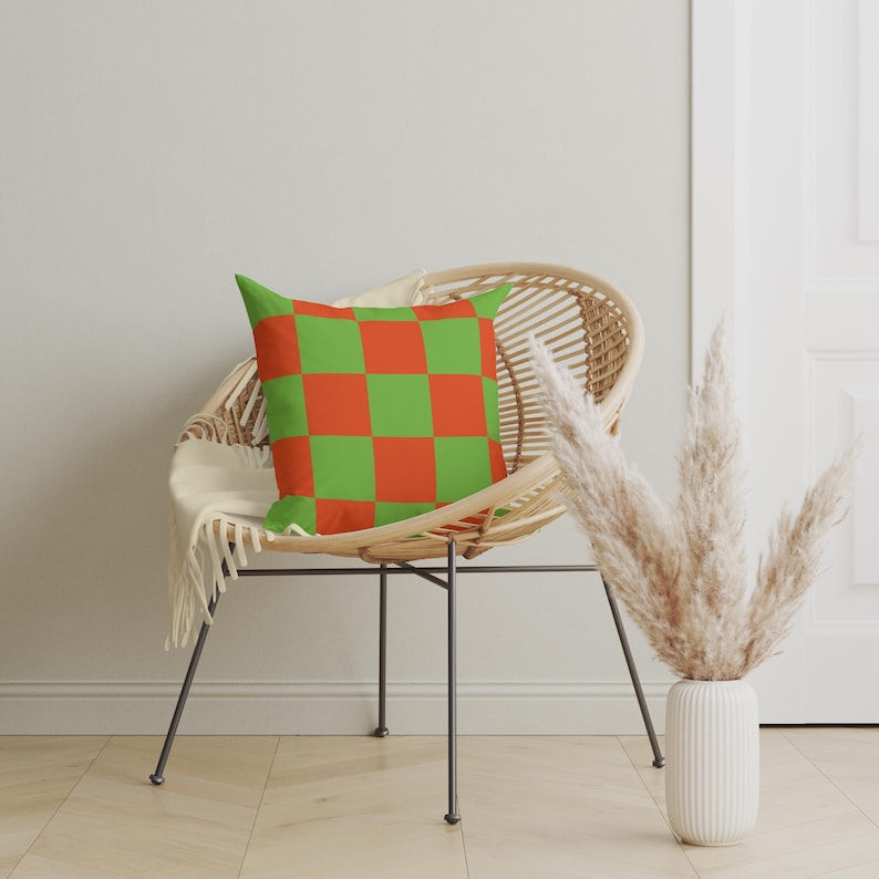 Vibrant Check Pillow Cover, 12 Colorways, Modern Check Throw Pillow, Checkered Pillow, Pop Check Cushion, Checkerboard Pattern Cushion Cover image 6