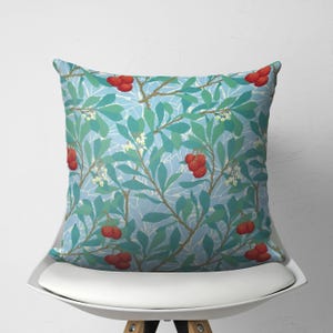 William Morris Botanical Square Pillow, Arts and Crafts Cushion Cover, Green Leaf Throw Pillow, Vintage Inspired Accent, Elegant Home Decor