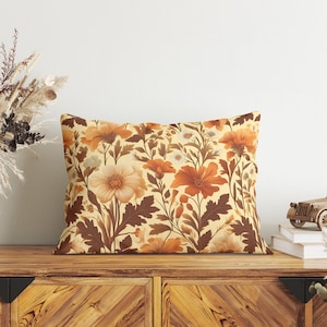 Fall Farmhouse Floral Lumbar Pillow for Vintage Farmhouse Decor, Insert Included, Autumn Farmhouse Decorative Throw Cushion, Grandma Gift