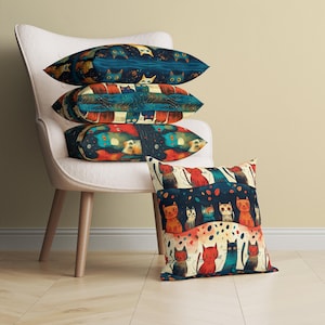 Funda de almohada decorativa con diseño de gato, colorida y vintage, divertida y acogedora funda de almohada para habitación de bebé, regalo para mamá gata