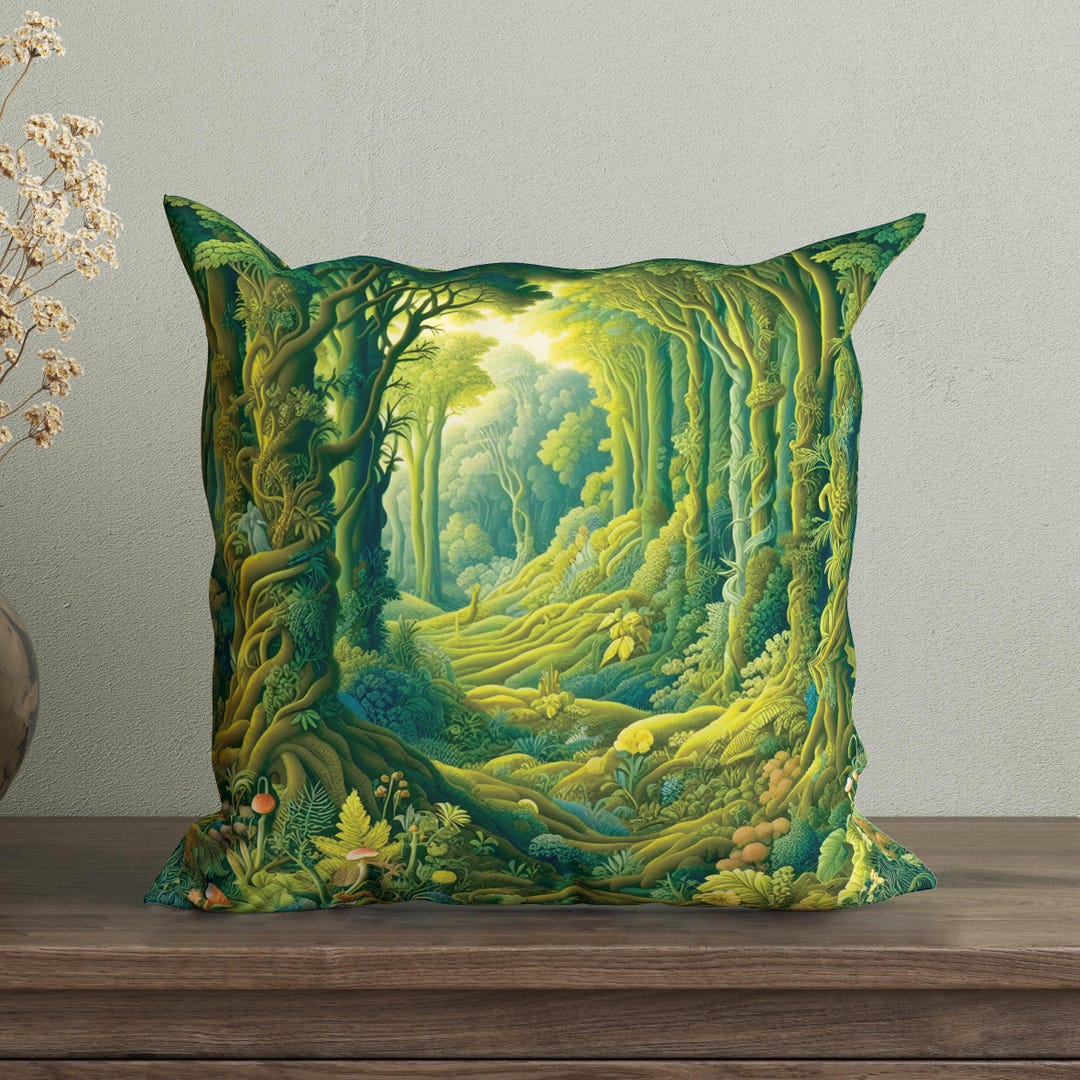 グリーンの魔法の森のクッションカバー、マジカルフォレストコア装飾