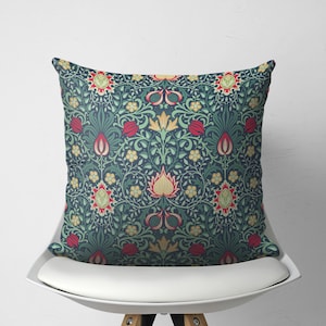 William Morris Designer Throw Pillow Cover, Original Vintage Designer Decorative Cushion Case for Couch, Art Nouveau Cottage Patio Decor
