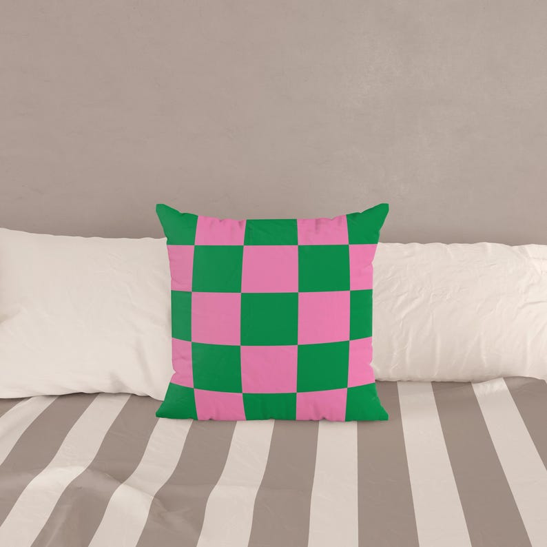 Vibrant Check Pillow Cover, 12 Colorways, Modern Check Throw Pillow, Checkered Pillow, Pop Check Cushion, Checkerboard Pattern Cushion Cover image 8