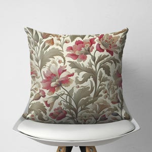 Botanical William Morris Pillow Cover, Cozy Cottage Pillow, Cottagecore Pillow Case, Housewarming Gift, Floral Cushion Cover, Tapestry Decor