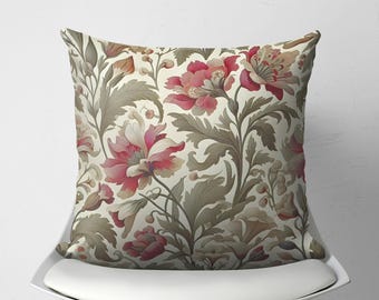 Botanical William Morris Pillow Cover, Cozy Cottage Pillow, Cottagecore Pillow Case, Housewarming Gift, Floral Cushion Cover, Tapestry Decor